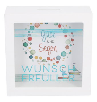 Wunscherfüller als Bilderrahmen-Spardose "Glück und Segen", 14×14×5,5 cm