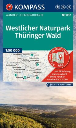 KOMPASS Wanderkarte 812 Westlicher Naturpark Thüringer Wald 1:50.000