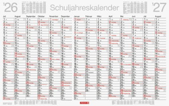 Schuljahreskalender 2026/2027 abwischbar 750×470 mm