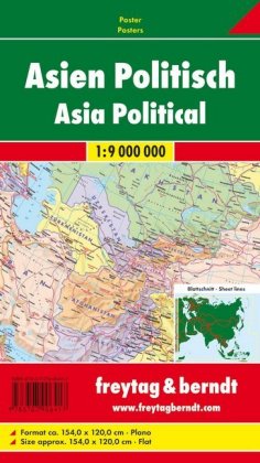 Asien, Wandkarte 1:9 Mio., Poster, freytag & berndt