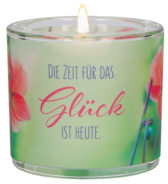 Windlicht aus Glas - Zeit für das Glück