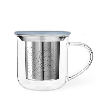 Minima Eva Glastasse mit Teesieb und Porzellandeckel, 380ml, blau