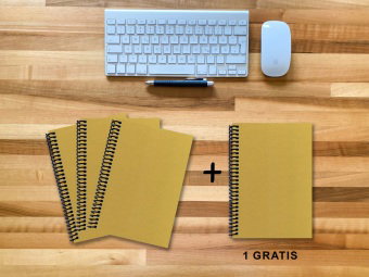A 5 Notizbuch - Set, 3+1 gratis, Luxury 80 Seiten GOLD GMUND SHIMMER, punktiert 20x20mm