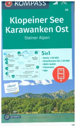 KOMPASS Wanderkarte 65 Klopeiner See, Karawanken Ost, Steiner Alpen 1:50.000