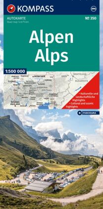 KOMPASS Autokarte KOMPASS Autokarte und Panoramakarte Alpen 1:500.000