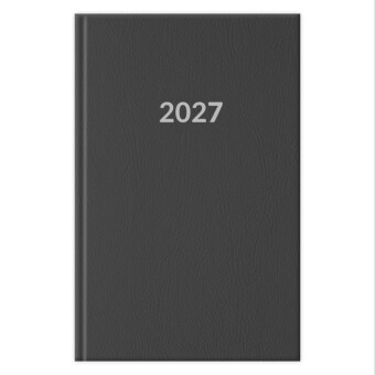 Buchkalender A5 2027 Schwarz - Je Tag eine Seite - 21 x 15 cm