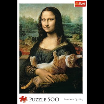 Mona Lisa mit schnurrender Katze (Puzzle)