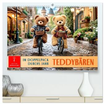 Teddybären - im Doppelpack durchs Jahr (hochwertiger Premium Wandkalender 2027 DIN A2 quer), Kunstdr
