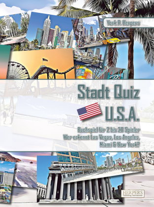 Stadt Quiz U.S.A. | Buchspiel für 2 bis 20 Spieler | Wer erkennt Las Vegas, Los Angeles, Miami & New