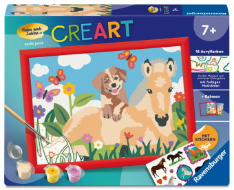 CreArt, Malen nach Zahlen Kinder - Fohlen und Welpe