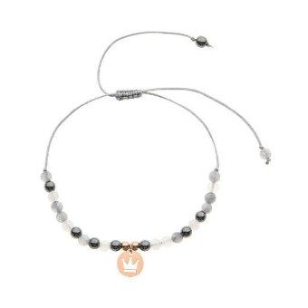 Echtsteinarmband - rosé - Krone