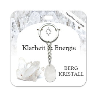 Bergkristall Trommelstein Schlüsselanhänger