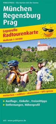 PublicPress Leporello Radtourenkarte München - Regensburg - Prag