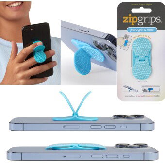 zipgrips Blue Geometrical - 2 in 1 Handy-Griff & Aufsteller - Sicherer Griff - Halter für Smartphone