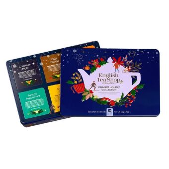 Wintertee-Kollektion in edler Metalldose "Premium Holiday Collection" Blau, BIO, 36 Teebeutel