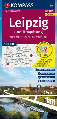 KOMPASS Fahrradkarte 3361 Leipzig und Umgebung mit Knotenpunkten 1:70.000