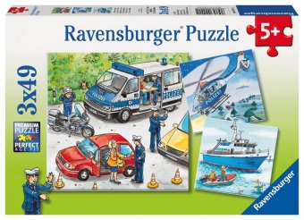 Kinderpuzzle 3x49 Teile - Polizeieinsatz
