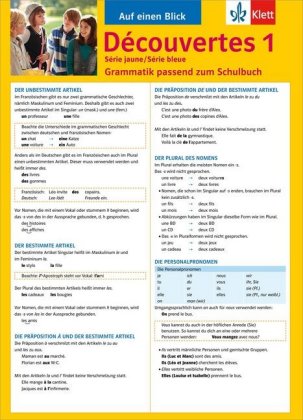 Découvertes 1. Série jaune und Série bleue - Auf einen Blick: Grammatik passend zum Schulbuch