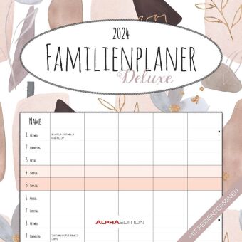 Familienplaner Deluxe 2024 - Broschürenkalender 30x30 cm (30x60 geöffnet) - Kalender mit Platz für N
