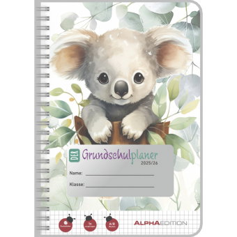 Alpha Edition - Grundschulplaner Koala 2025/26 - DIN A5 (ca. 15×21 cm) mit 128 Seiten & Wochenübersi