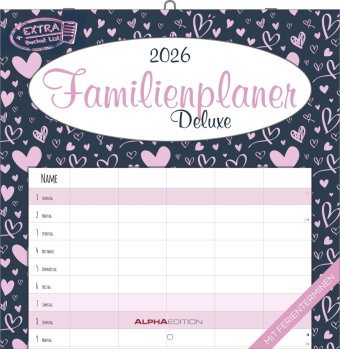 Alpha Edition - Familienplaner Deluxe Kalender 2026 - 30x30 cm - Broschürenkalender mit 5 Spalten &