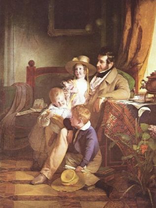 Friedrich von Amerling - Porträt des Rudolf von Arthaber und seiner Kinder - 1.000 Teile (Puzzle)