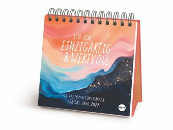 Ich bin einzigartig und wertvoll Premium-Postkartenkalender 2027 - 53 Affirmationskarten für das Jah
