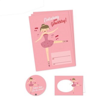 Kindergeburtstag "Ballerina" (Einladung, Platzkarten, Sticker)