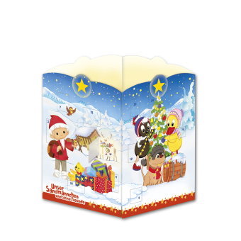 TRÖTSCH - Windlicht Adventskalender "Unser Sandmännchen" | Weihnachtskalender mit 24 leuchtenden Mot