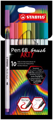STABILO Pen 68 brush 10er Kartonetui ARTY neue Farben