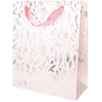 Geschenktüte, Zweige, Rosa, FSC Mix