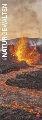 Naturgewalten Vertical Kalender 2024. Länglicher Kalender, der Naturphänomene spektakulär zur Geltun