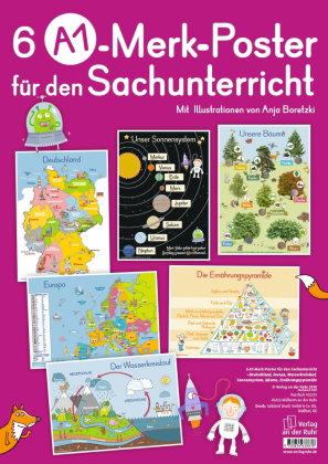 6 A1-Poster für den Sachunterricht: Deutschland, Europa, Wasserkreislauf, Sonnensystem, Bäume, Ernäh