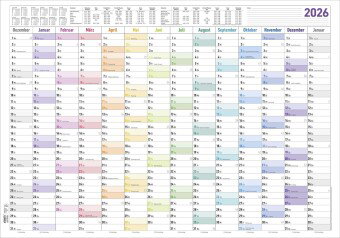 Alpha Edition - Jahresplaner XL 14 Monate 2026 - Plakatkalender 100×70 cm mit Jahresübersicht, Ferie
